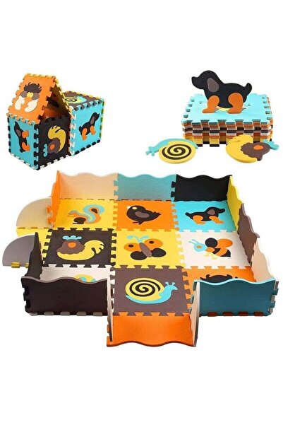 Arabest سجادة لعب للأطفال مع سياج، بلاط إسفنجي متشابك، سمك 1 سم