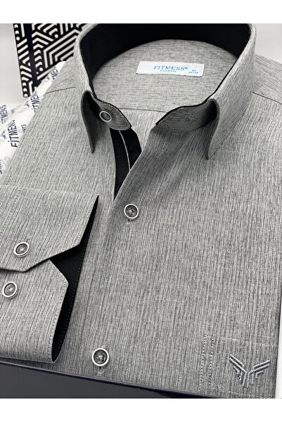 Fitmens Classic Long Sleeve Linen Cotton Gift Boxed Men's Shirt Fs-001261 - Dark Gray