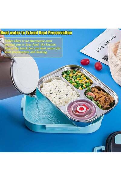 Bukela Pink Bento Lunch Box with 4 Compartments, Soup Box and Utensils