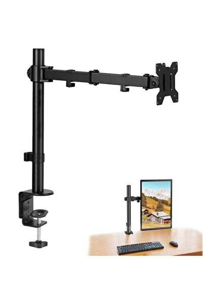 Bukela حامل شاشة فردي، قابل للتعديل، مثبت على المكتب، متوافق مع معايير VESA، أسود