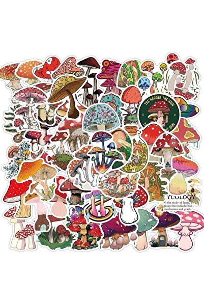 Arabest 50 قطعة من ملصقات الفينيل على شكل فطر، ملصقات مقاومة للماء للاستخدام ...