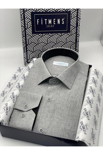 Fitmens Classic Long Sleeve Linen Cotton Gift Boxed Men's Shirt Fs-001261 - Dark Gray