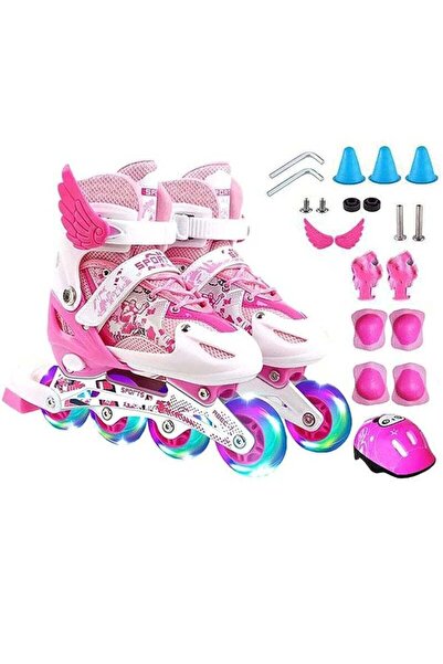 Arabest Kids Inline Skate Set with Light-Up Wheels, 4-Wheel