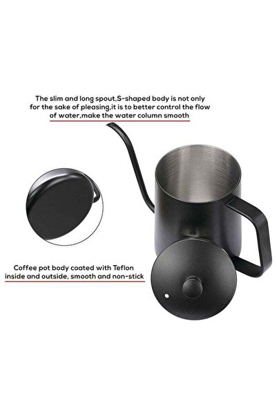 Bukela Stainless Steel Gooseneck Tea Kettle, 600ml, Black for Stovetop