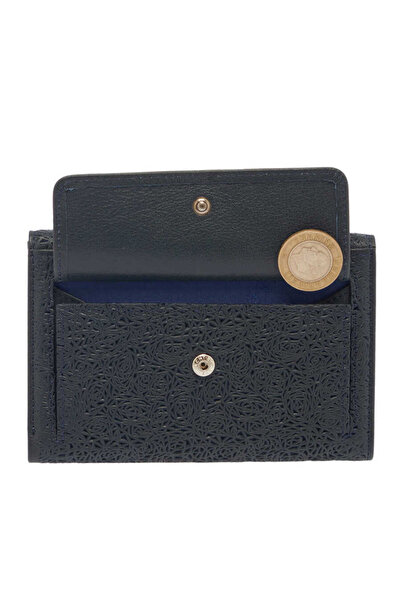 Tergan Navy Blue Genuine Leather Women's Wallet - S1Cb00005788-I91