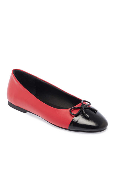 Tergan Kırmızı Hakiki Deri Kadın Babet - K24I1BB67455-Z14