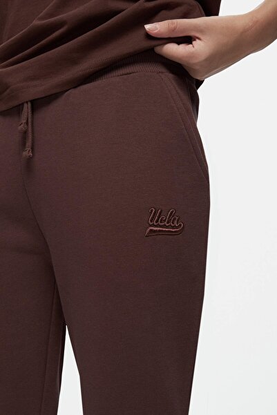 UCLA JATAVIA Καφέ Φούτερ με ελαστικό κάτω μέρος με κέντημα Standard Fit Γυναικείο Φούτερ