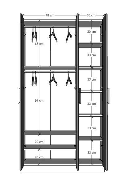 asratrend 3 Kapaklı Gardrop 120cm