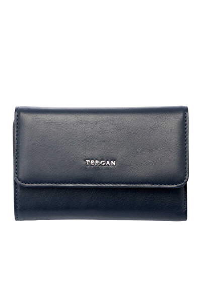 Tergan Navy Blue Genuine Leather Women's Wallet - S1Cb00005730-O15