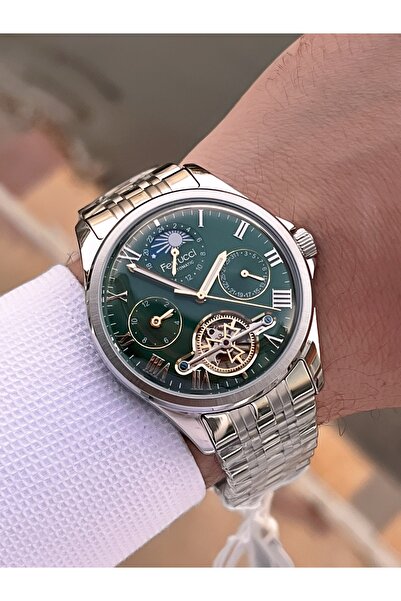 Ferrucci Green Tar Automatic&Self-Winding 3 Atm Water Resistant Steel Band Men's Wristwatch