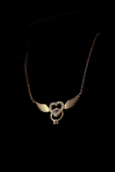 Çgk Çiğdem Gürel Kuyumculuk Kanatlı Tektaş Altın Kolye