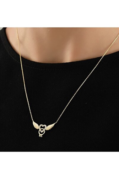 Çgk Çiğdem Gürel Kuyumculuk Kanatlı Tektaş Altın Kolye