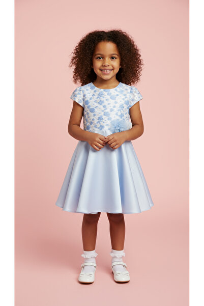 Jolanda ROBASI FLOWERY SATIN SKIRT GIRL'S DRESS