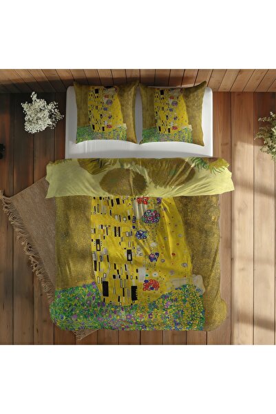 The Lucid Lab The Kiss & Sunflowers Çift Taraflı Nevresim Takımı - 200 cm x 2...