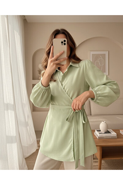 Modamorfo Cross Tie Sleeve Elastic Button Shirt -Çağla Y.