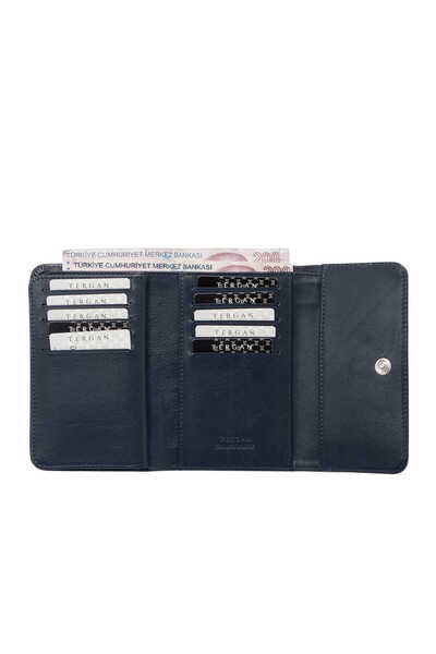 Tergan Navy Blue Genuine Leather Women's Wallet - S1Cb00005730-O15