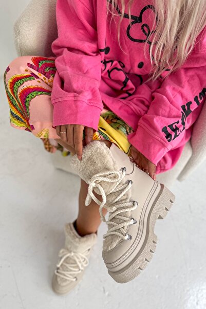 Shoebutik Norské béžové kožené boty