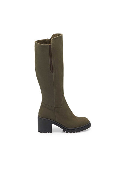 Tergan Haki Hakiki Nubuk Deri Kadın Casual Çizme - K24K1CM67584-G98