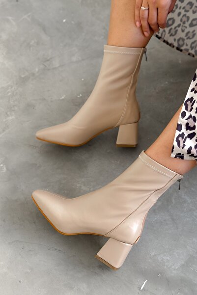 Shoebutik Δερμάτινες μπότες Helia Biscuit Color