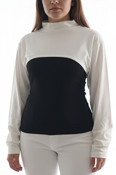 Mrey Turtleneck Neck Collar Sleeve White