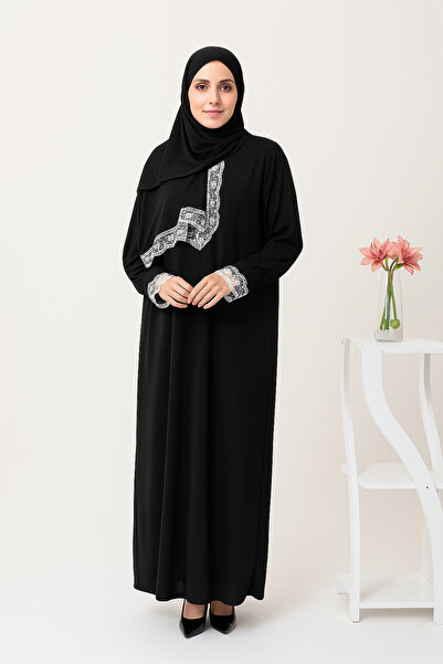 Kutay Collection Seasonal Women's Prayer Dress with Lace and Headscarf - Anti-Sweat Prayer Clothing