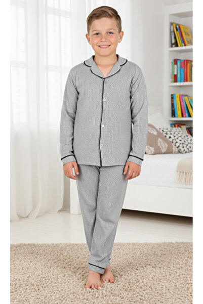 vitmo 100% Cotton Long Sleeve Mini Pajama Set for Boy - Buttoned