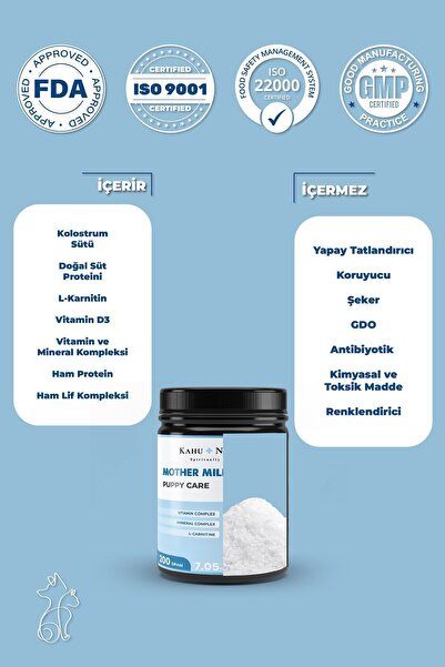 Kahu Naturals Spiritually Connected Puppy Care Milk Replacer, Anne Sütü Destekli Yavru ve Hamile Köpek Süt Tozu, 200 GR