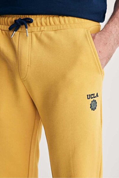 UCLA Ανδρικό παντελόνι Luskın Yellow Shrinkable Cut με τύπωμα Standard Fit