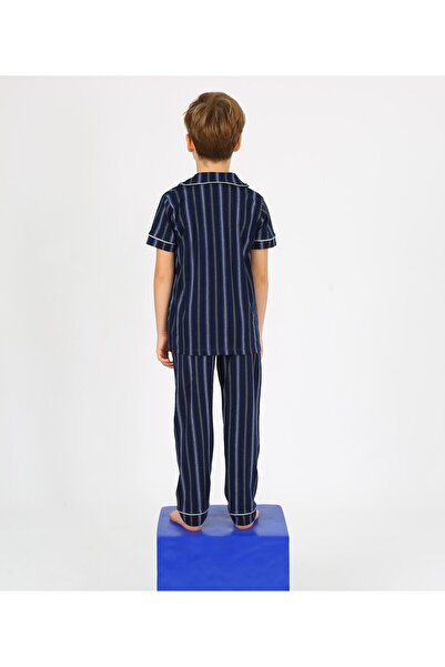 vitmo Fiú rövid ujjú gombos pizsama szett Atlas Model Indigo