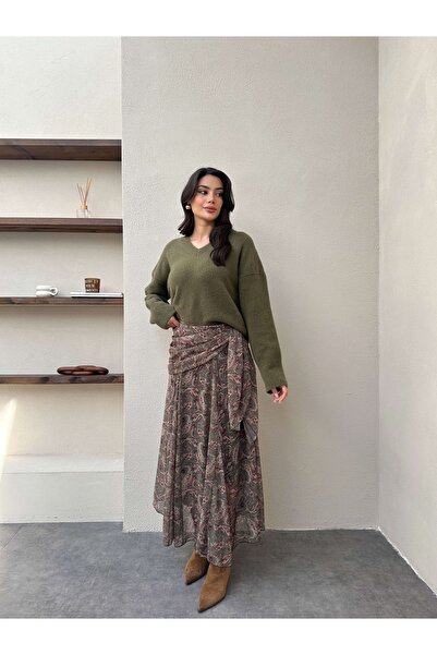 ESRAHELVACI Fusta din șifon cu model etnic