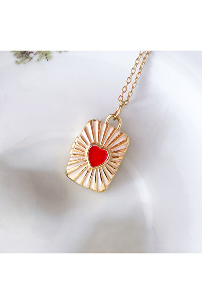 Daynav Aşk mektubu kalpli zarf kapatlı kolye, açılabilir zarf kapaklı kolye, ...