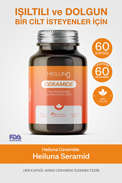 Heiluna Ceramide 60 Capsules – Vegan Supplement Strengthening the Skin Barrier with Phytoceramide 60 Mg, Ala, B6, B12