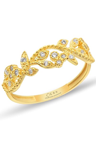 Çgk Çiğdem Gürel Kuyumculuk Yaprak Desenli Altın Yüzük