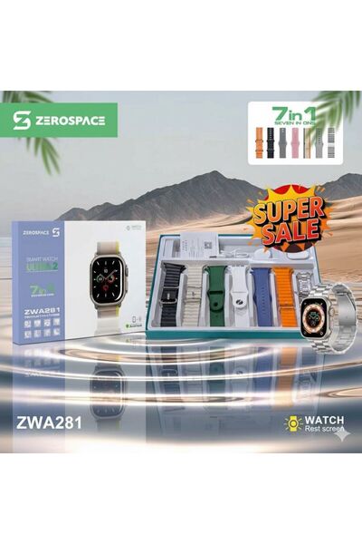 ZERO SPACE 2 PCS COMBO OFFER Smart Watch With Amoled Display,7 Custom Strap, Advanced Health & Fitness Tracking