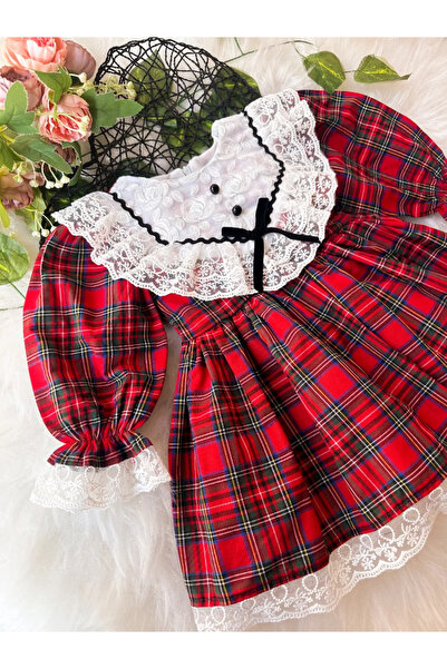 aysskids ALESSİ Rochie de Crăciun pentru fetiță, tutu cu mâneci lungi, prințesă, în carouri, vintage