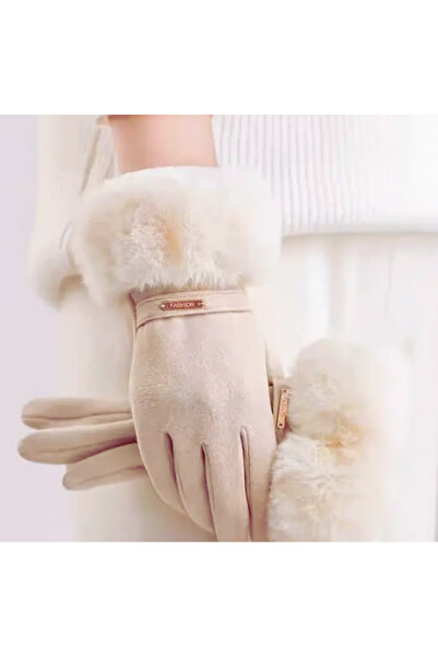 VELORA PRIVE Gold Tokalı Kadın Termal - Dokunmatik Ekran Uyumlu Polar Astarlı Eldiven