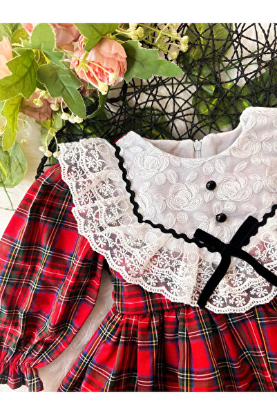 aysskids ALESSİ Rochie de Crăciun pentru fetiță, tutu cu mâneci lungi, prințesă, în carouri, vintage