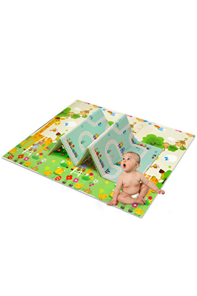 NEXSO سجادة لعب للأطفال، مصنوعة من إسفنج XPE المقاوم للماء، قابلة للطي، مقاس 180×200 سم - تصميم مدينة الزرافة