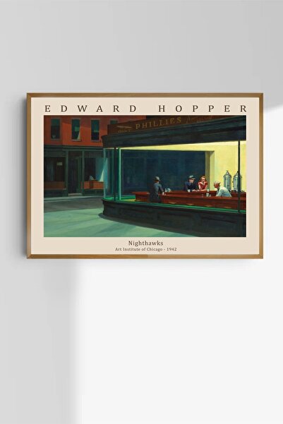Taranist Kağıt Poster Duvar Dekorasyonu Kalın Kuşe Dekoratif Edward Hopper Nighthawks