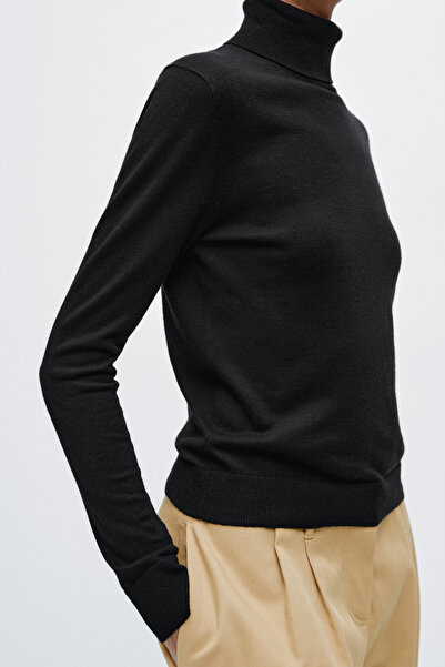 Massimo Dutti Yün karışımlı dik yaka triko kazak