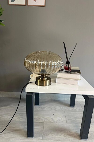 Bamyum Ruiz Cam Bal Rengi Y Piramit Masa Lambası Dekoratif Masaüstü Aydınlatm...