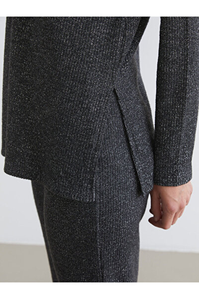 LC Waikiki Lcw comfort anthracite polo neck shiny appearance blouse