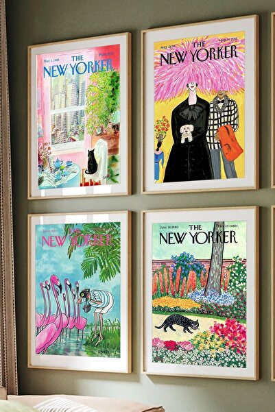Taranist Kağıt Poster The New Yorker Kedi Cat Girl Fashion Her Biri A3 Boyutt...