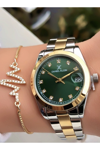 Daniel Klein Original Green Dial 2 Years Warranty Women's Wristwatch with Bracelet Gift