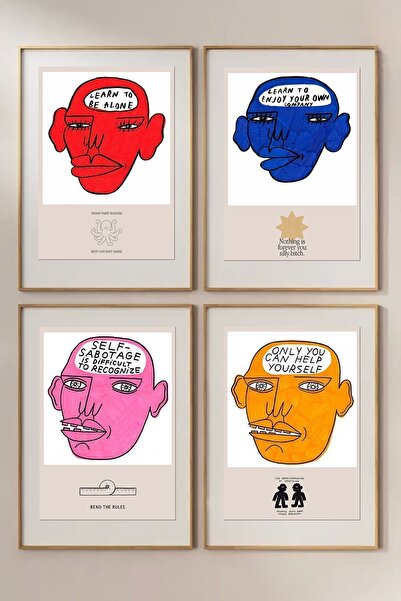 Taranist Kağıt Poster Kot Bonkers Polaroid Görünüm Learn To Be Alone 4 Adet A...