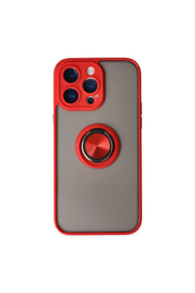 Twin Store غطاء سيليكون مونتريال لـ iPhone 14 مع حلقة - أحمر