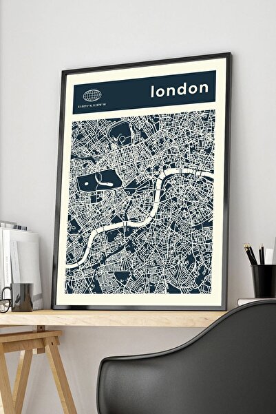 Taranist Kağıt Poster Londra - Şehir Haritası Kuşe Kalın (30X42 CM)