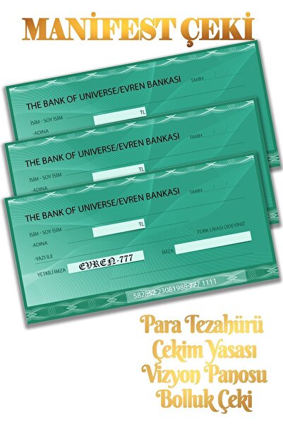 Taranist Manifest Çeki - Vizyon Panosu İçin Para Tezahürü Bolluk Enerjisi Çek...