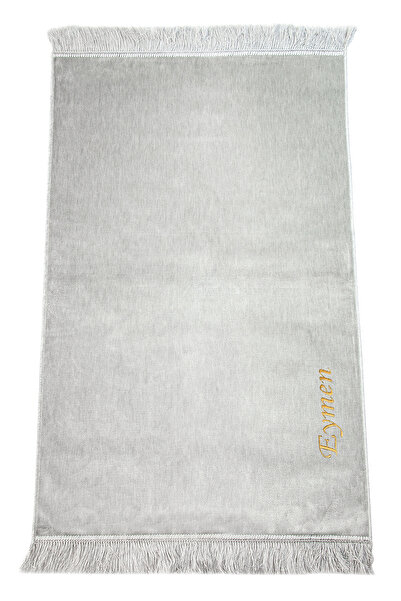 ihvan online İsimli Kadife Seccade Kişiye Özel Nakışlı Hediyelik - Gri