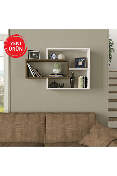 Dekorister Sementha Duvar Rafı Beyaz-ceviz